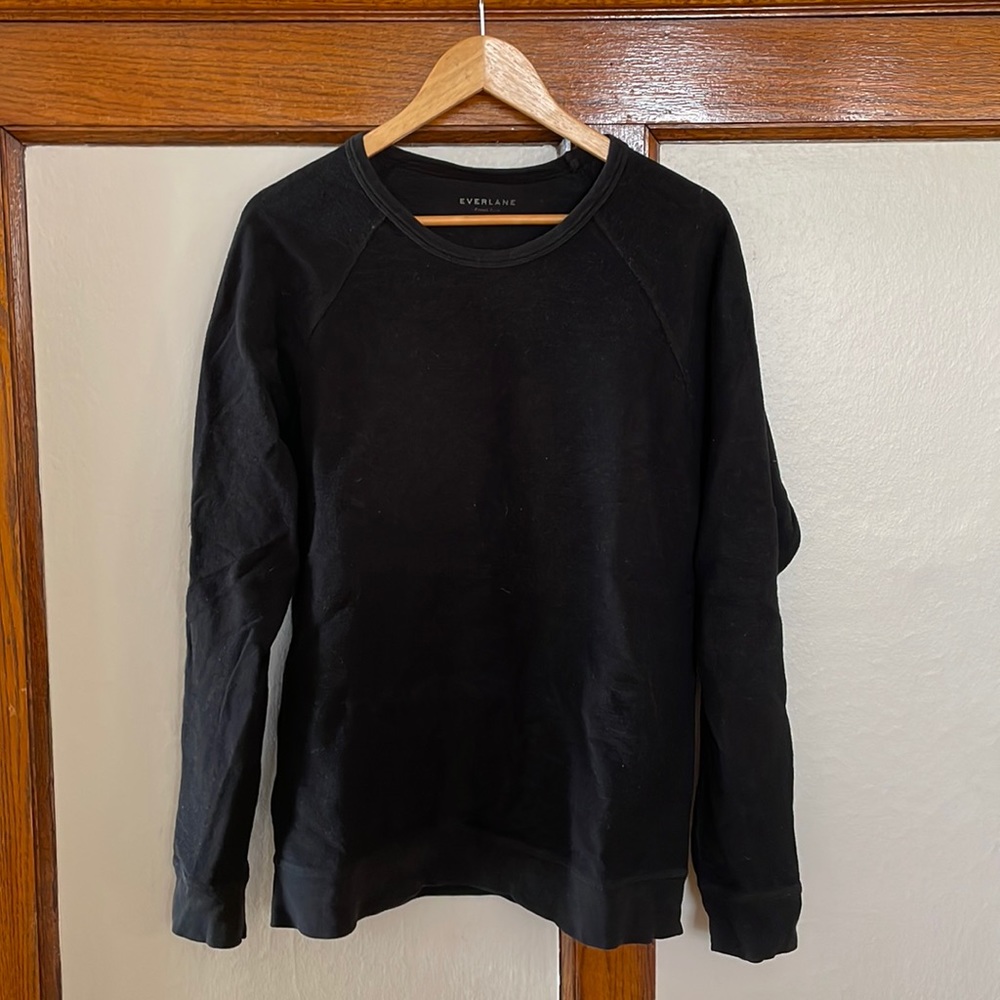 Everlane Men’s Black French Terry Longsleeve Crewneck